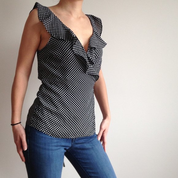 Dynamite - Sleeveless Polka Dot Wrap Top - Picture 2 of 7
